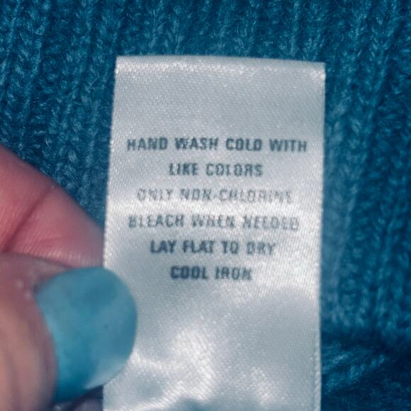 Appleseeds Wool Cable knit Cardigan Sweater S Blue Long Sleeve Vintage - Picture 6 of 12